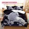 Black Samoyed Pattern Bedding Home Decoration Birthday Gift (1 * duvet cover + 2 * pillowcase, without core)