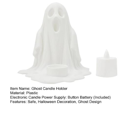 Ghost Candle Holder with LED Candle Spooky Ghost Candle Holder Flameless Candle
