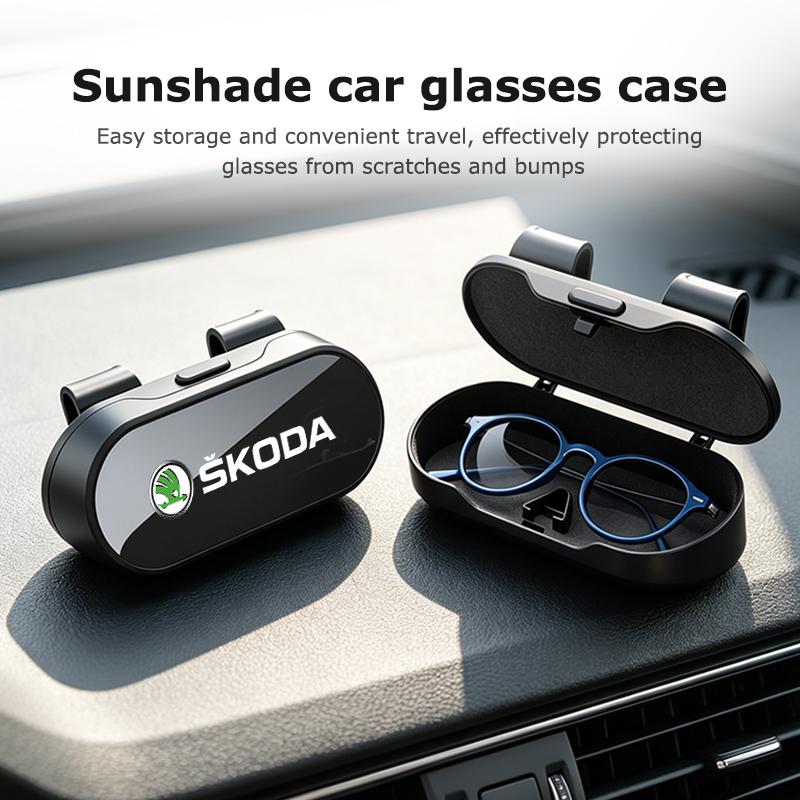Car Sun Visor Glasses Box Anti-scratch Protection Box For Skoda Rapid Octavia Derivative Enyaq-iV VisionS Yeti Scala ES7