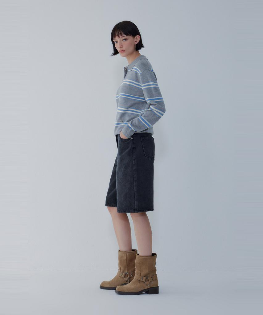 Bobeu Wool Blend Stripe Pullover_Melange Gray 7156150003