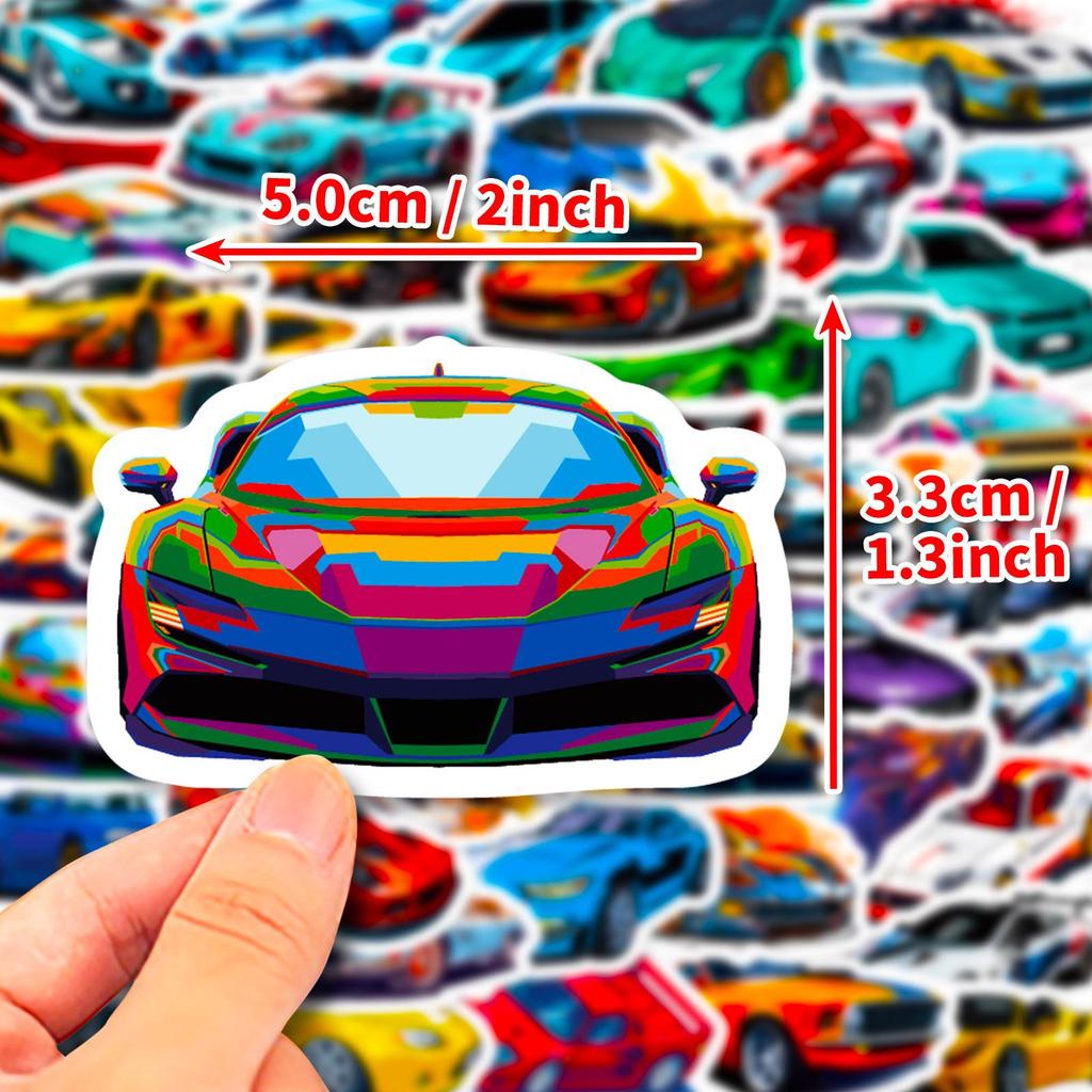 50 Sheets Cool Racing Kids Cartoon Stickers for Suitcase, Car, and Computer - Personality Graffiti Design