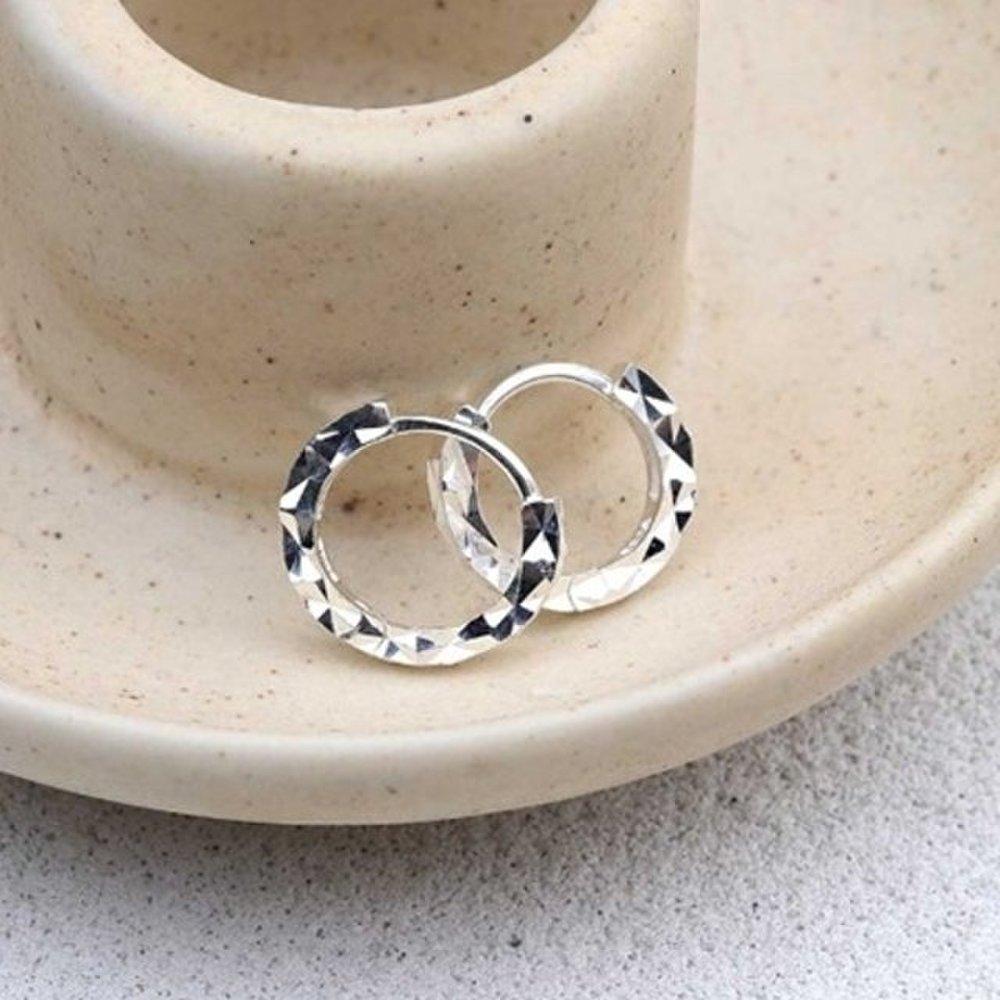 [Aslit] One-Touch Ring Earrings, Silver 925, Cut Simple Gift