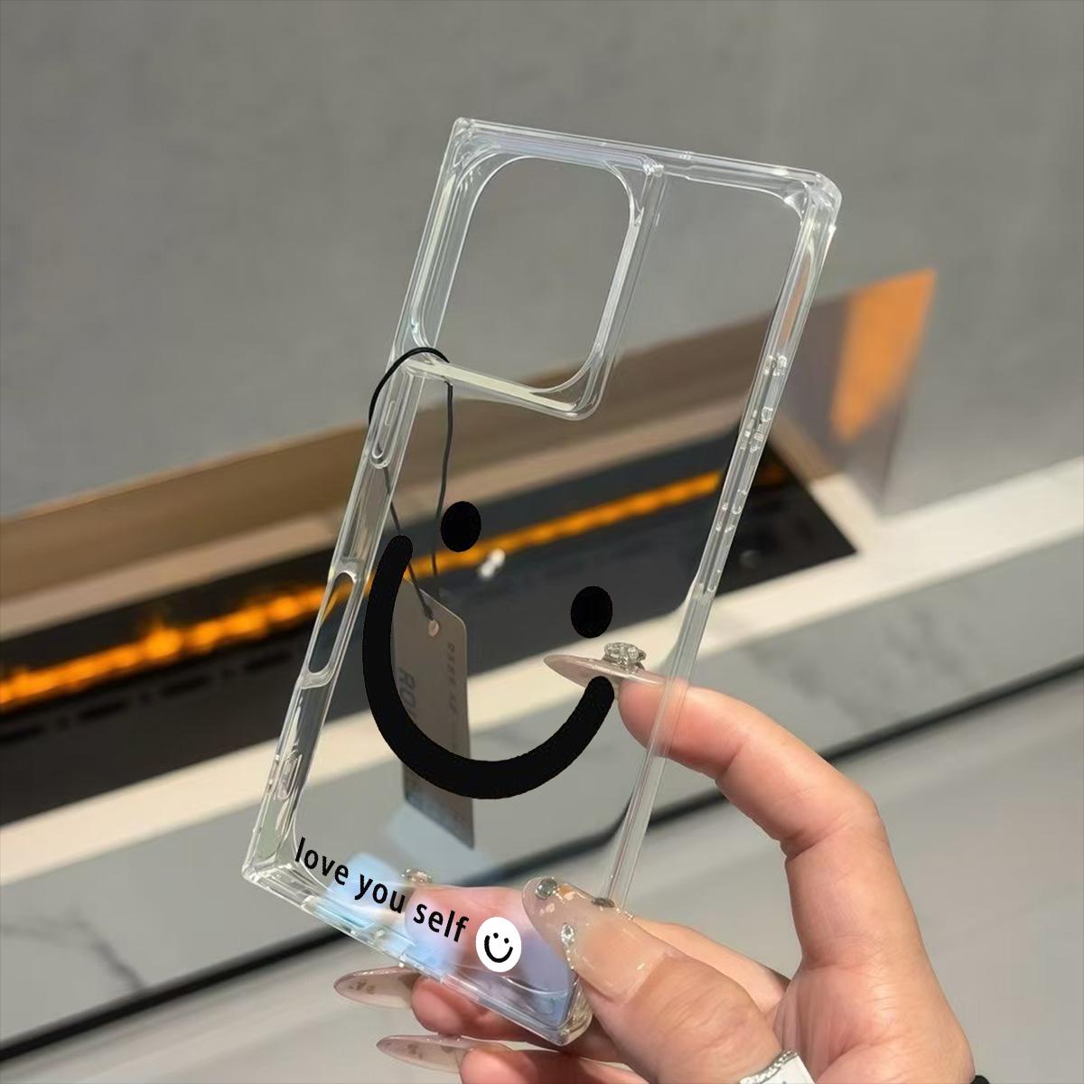 

Transparent Square Back Tube Case Casing Protection For iPhone 13 14 Pro Max 16 ProMax 12 11 15 Plus Anti-Oxygen,LOVE YOUR SELF Pattern iphone 11 ProMax