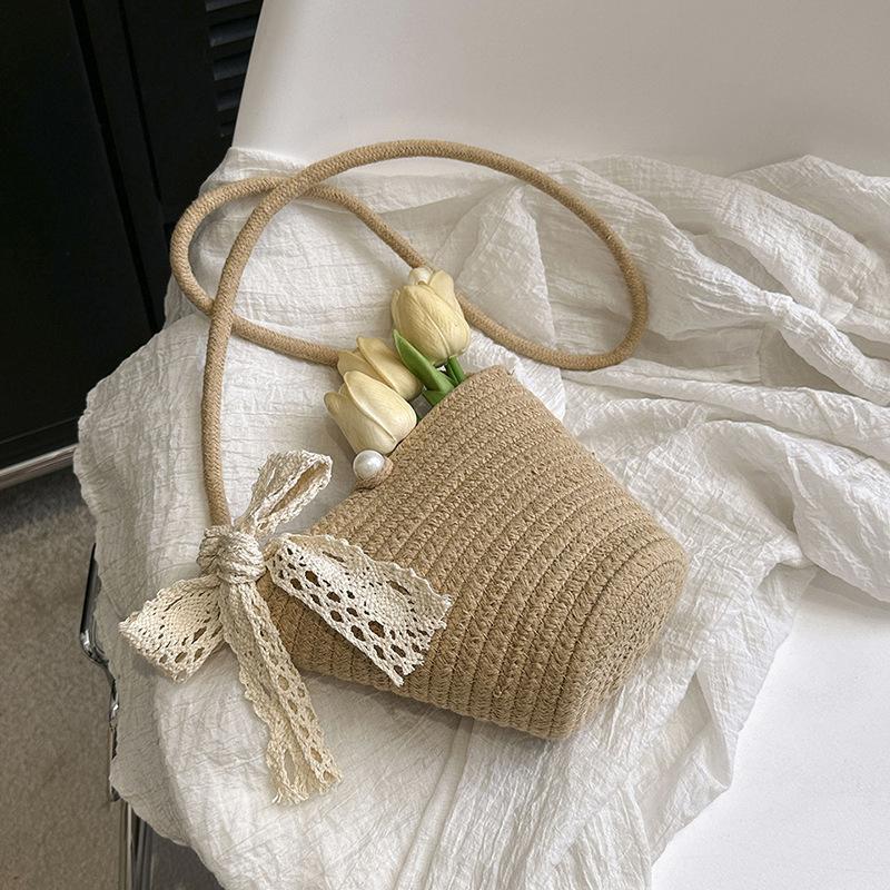 

Popular fashion woven bag women s 2025 new fashion bucket bag portable small square bag color foreign style messenger bag without silk scarf хаки