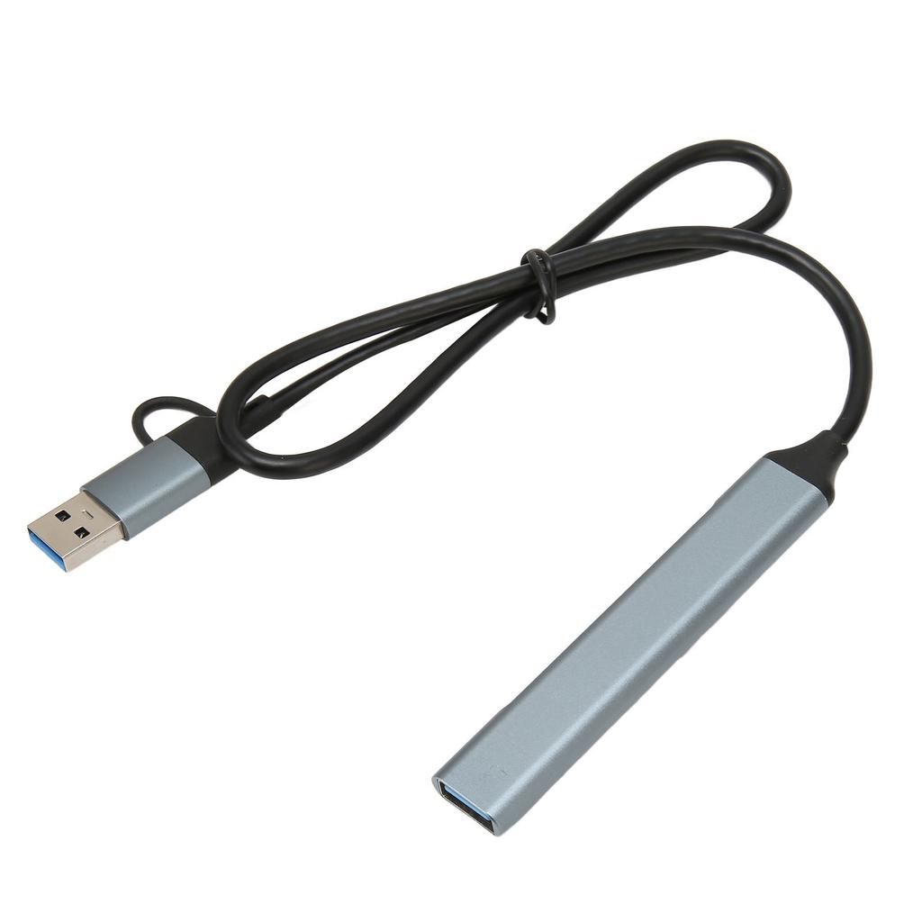 Type C Hub 4 Ports Aluminium Alloy Plug and Play 19.7in Long Cable USB 3.0 Docking Station for