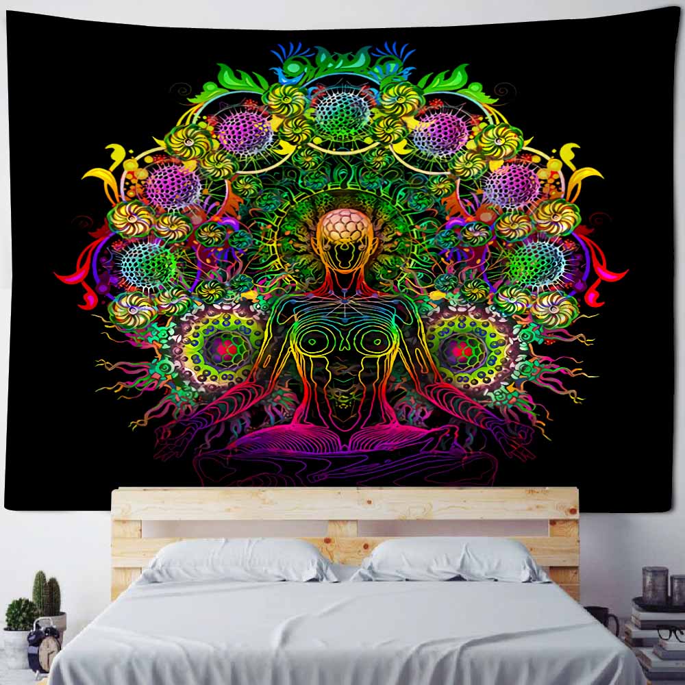 Tapestry wall hanging, yoga background cloth, meditation, chakra, art decoration, dormitory bedroom living room, home decoration