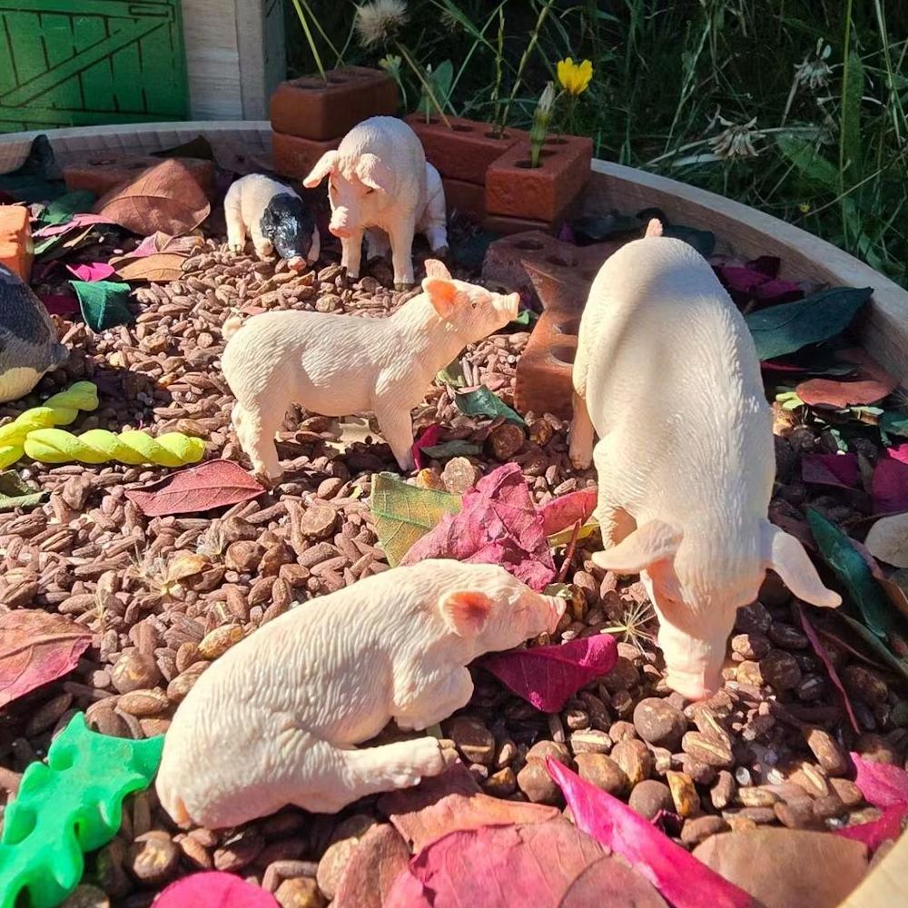 Toymany Simulation Sleeping Pink Piglet Farm Animal Model Toy Mini Figures Dolls Action Figurines Toys Children Gift Cake Decora