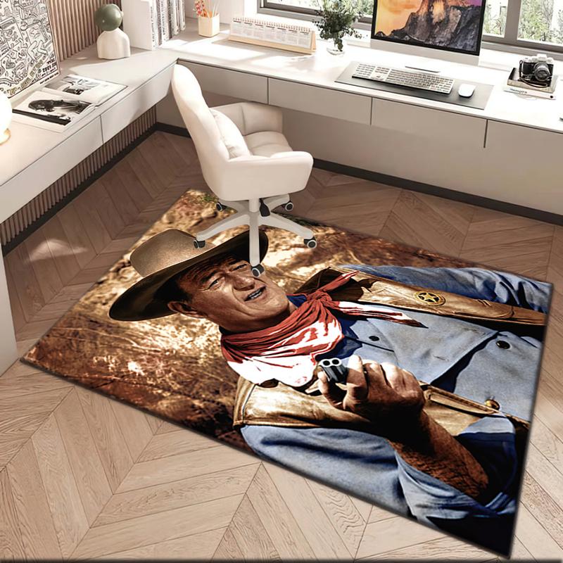 1pc John Wayne with a gun Carpet Rug for Living Room Bedroom Home Sofa Decoration,Kids play Non-slip Floor Mat