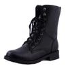 Leather Women Boot Fashion Classic Lace Up Ankle Boots Low Square Heels Round Toe Autumn Winter Casual Women Shoes