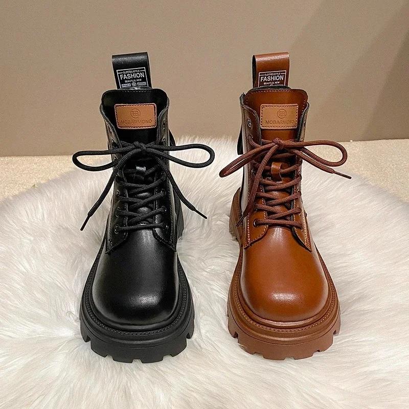 Fashion Ladies Shoes 2024 Warm Modern Women's Boots Classics Ankle Boots Women Cross-tied Round Toe Med Heel Back Zip Sewing Shoes Women