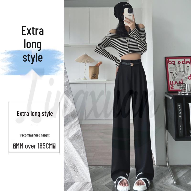 Spring 2026 High-Waist Wide-Leg Floor-Length Women s Casual Pants Medium