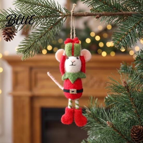 Charming Christmas Tree Decoration Cute Handmade Wool Mouse Ornament Embellishments Felt Mice Hanging Needle Ornament