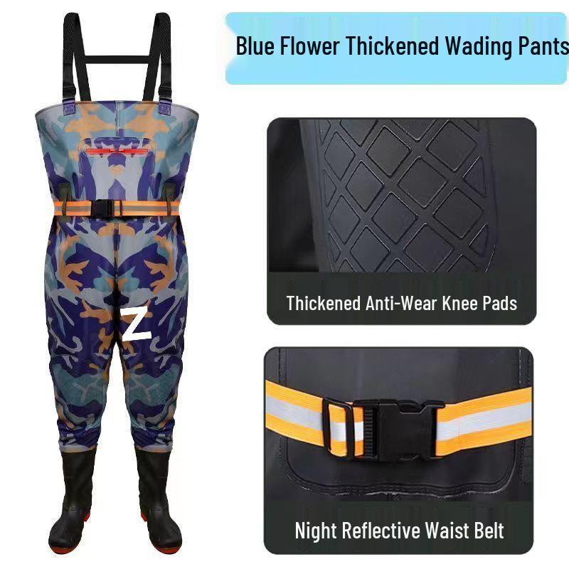 Men's One-Piece Full-Body Fishing Waders with Boots - Waterproof Rain Pants and Jacket Set