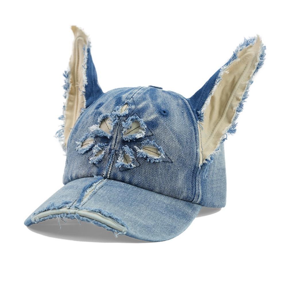 Y2K Distressed Baseball Cap Casual Streetwear Hat Kawaii Women s Sun Hat for Women синий