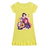 Kids Girls Anime Cartoon K-POP Rumi Zoey Mira Print Pleat Short Sleeve Casual Round Neck Dress