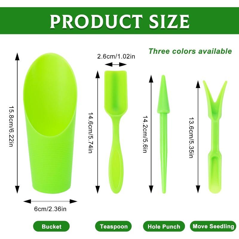 4PCS-Set Garden Shovel Hand Tools Transplanting Succulent Cultivation Digging Scoops Kits Plastic for Flower Planting Bonsai Potting Soil Indoor