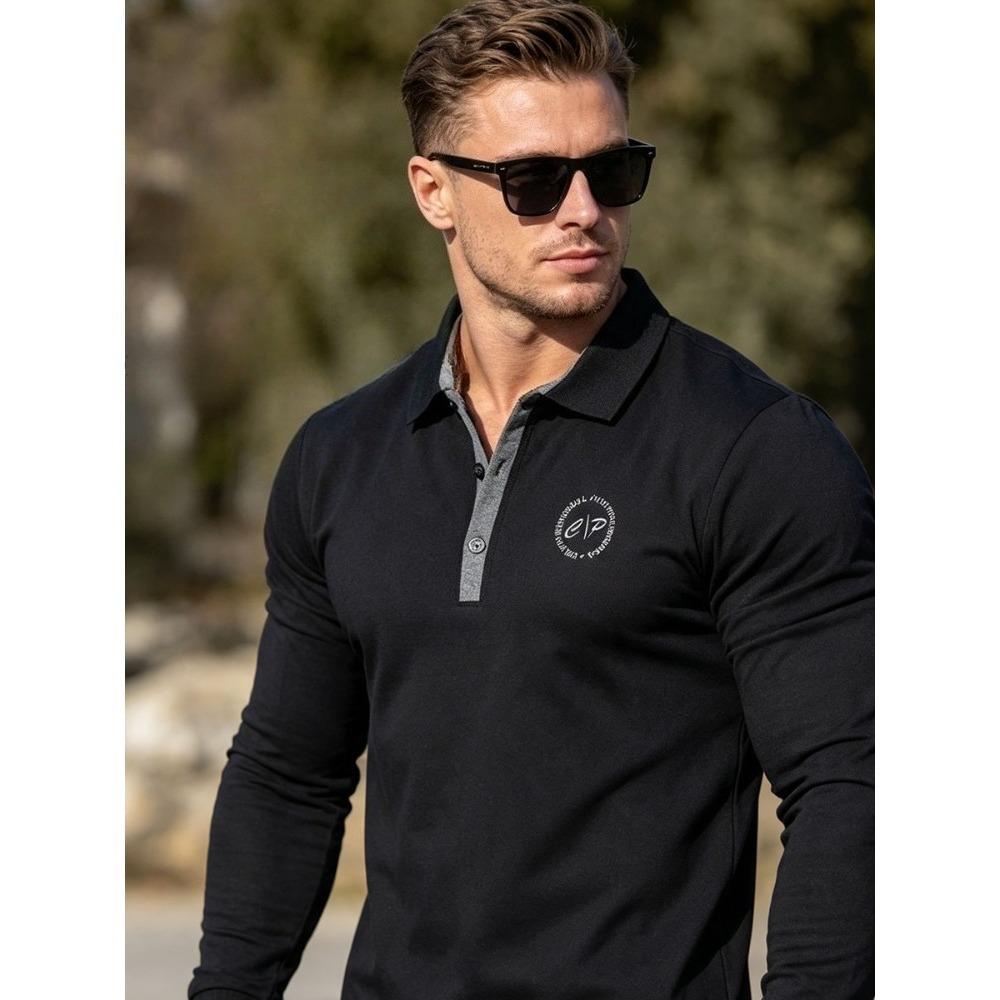 Men's Plus Size Long Sleeve Polo Shirt Autumn Winter Business Casual Cotton Top Breathable Stretch Loose Fit M-6XL White Black Navy