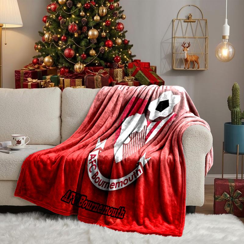 Afc Bournemouth Crest Throws Blanket Flannel Blankets Plush for Couch Bed Gifts for Men Women Travel picnic blanket Christmas fan gifts