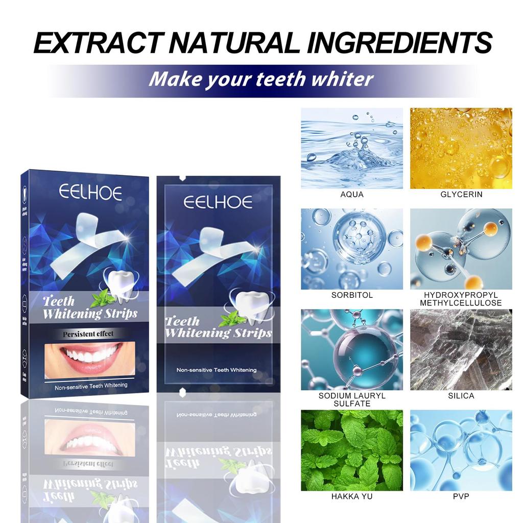 Brightening Teeth Strips, Gentle Stain Removal & Whitening, Daily Oral Care Cleansing Strips