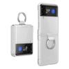 Samsung Z Flip 4/3 Schutzhülle mit Ring: Transparent, Anti-Fall, Ultra-Dünn, Leder-Design