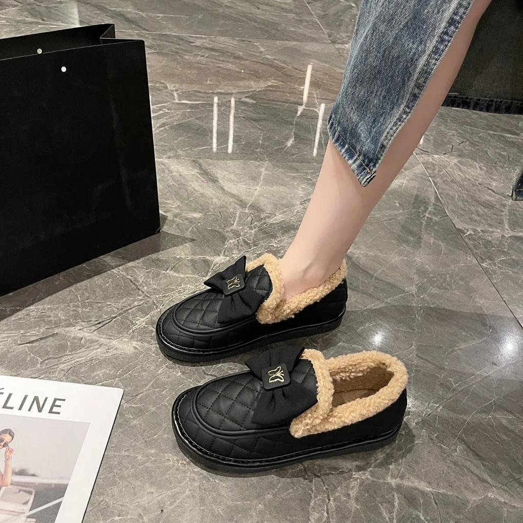 Womens Snow Boots Elegant With Low Heels Large Size Warm Shoes for Women Fashion 2025 Plush Plus Comfrtable 39 Gyaru Demi-season