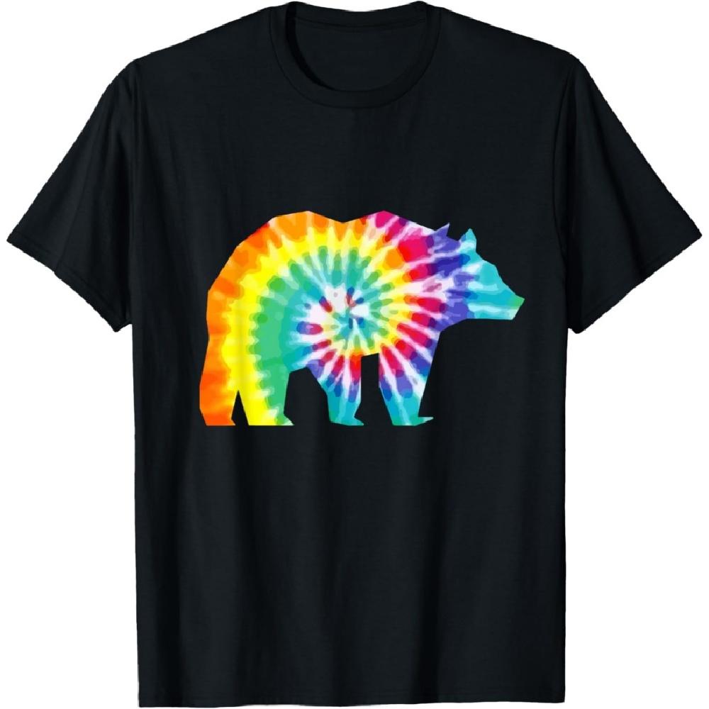 

Bear Tie Dye Vintage Retro Hippie Grizzly Bear T-Shirt S
