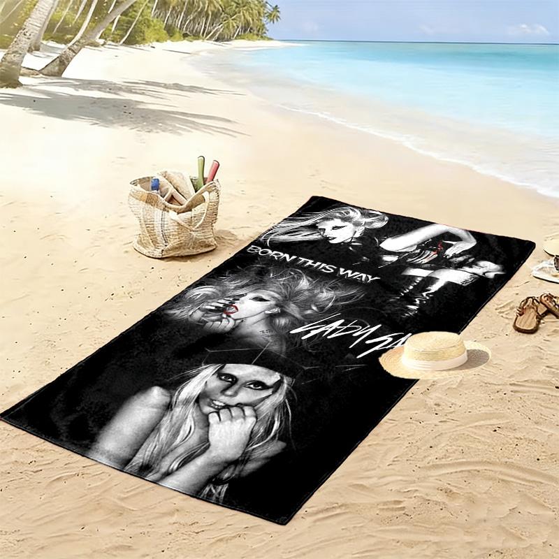 Gaga Poster Druck Strandtuch, Großes Weiches Schnelltrocknendes Handtuch für Strand Camping Schwimmen