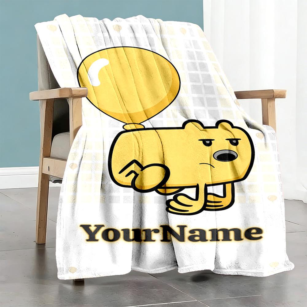 Wow! Wow! Wubbzy Personalized Name Blanket Gift Customizable Blanket Ultra-Soft Suitable for Bed Livingroom Sofa Office Chair for All Occasions