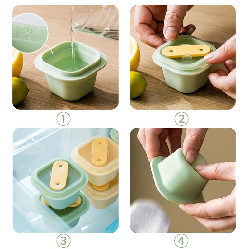 Square Ice Cube Molds Food Grade Silicone Ice Cream Mould Tray with Popsicle Stick Mini DIY Jelly Pudding Ice Ball Maker Tools