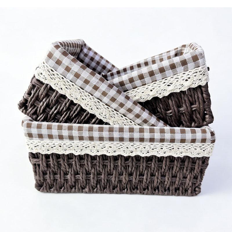 Woven Rattan Storage Basket with Lid - Snack, Sundries & Key Organizer