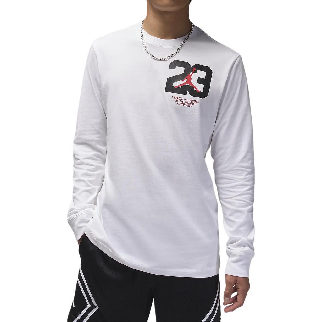 Jordan Logo Graphic Outdoor Casual Sports Crew Neck Long Sleeve T-Shirt Men Tops White FZ1981-100