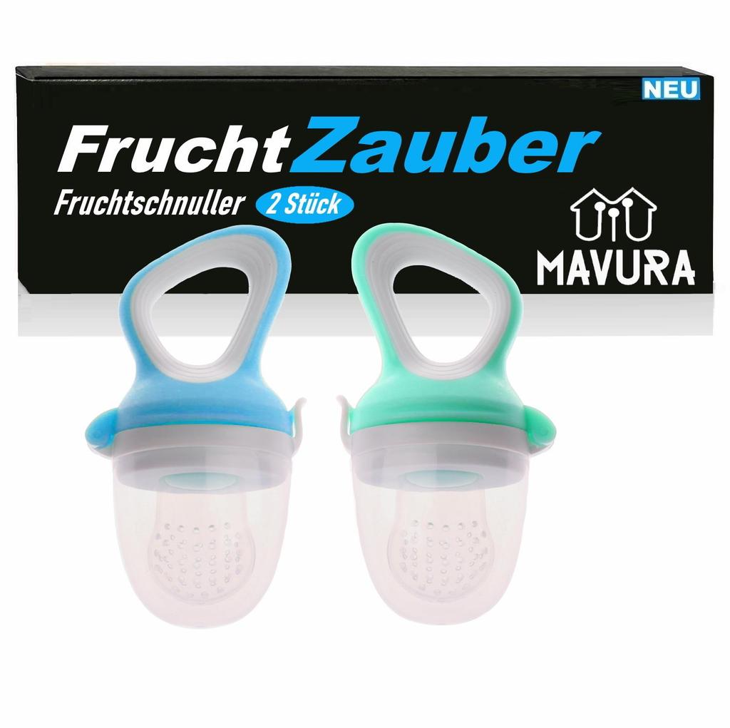 FruchtZauber Fruchtsauger Baby Schnuller Beißring Obstsauger Silikon BPA-frei 2x