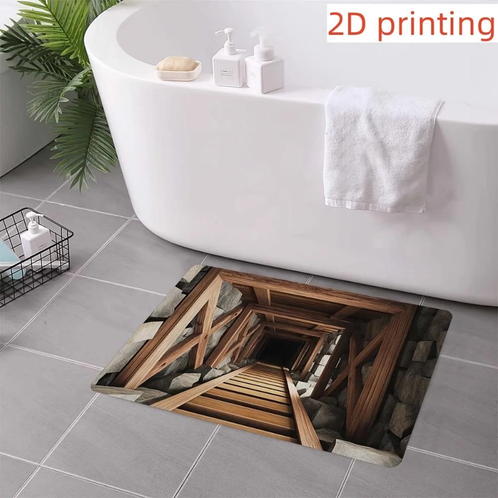 3D Optische Täuschung Treppen Tunnel Fußmatte, Kreativer Rutschfester Maschinenwaschbarer Teppich für Eingangsbereich Wohnzimmer Heimdekoration