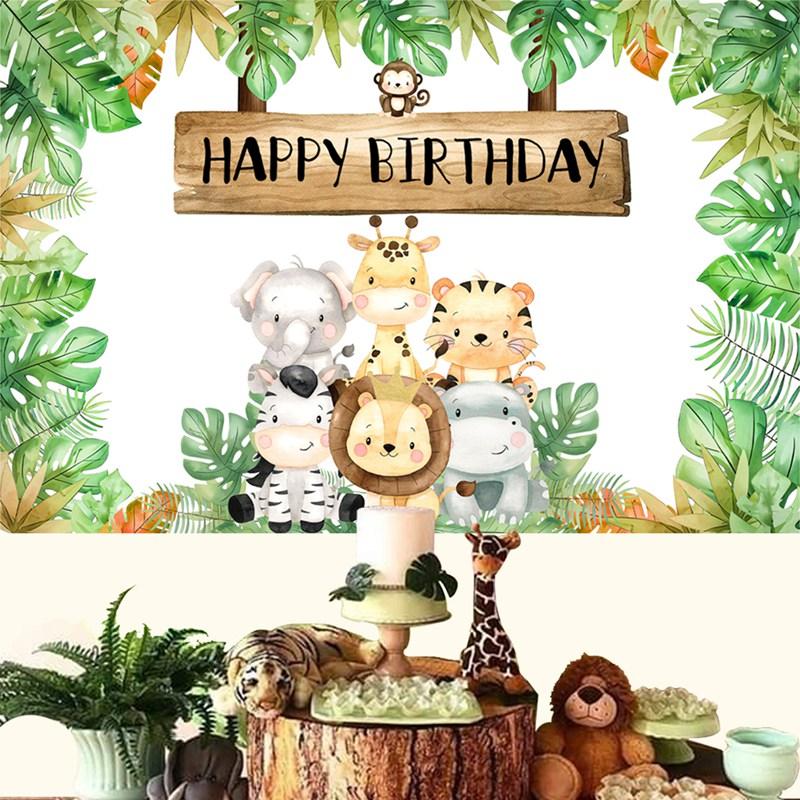 Jungle Animals Backdrop Wild One Safari Jungle Party Decoation Birthday Decorations Baby Shower Boy Gril 1st Birthday Background