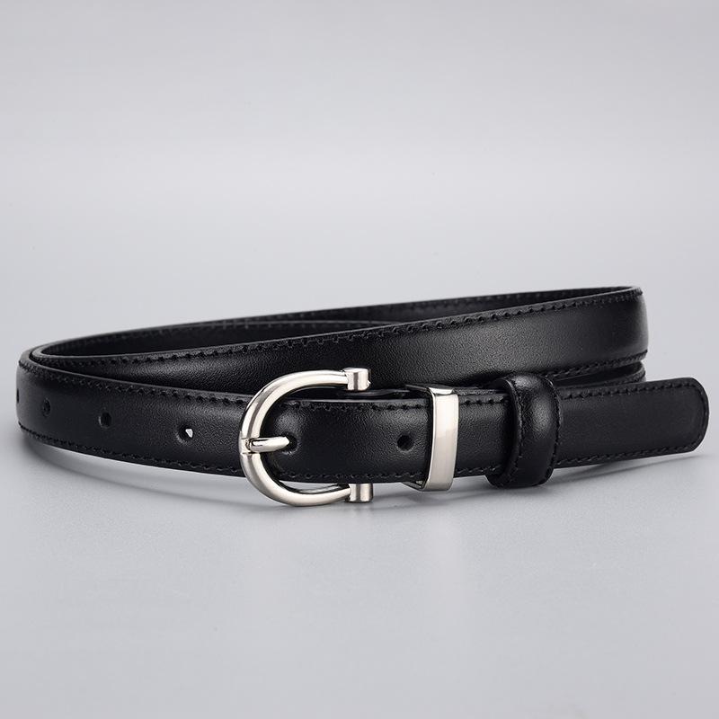 Belt Women'S First Layer Cowhide Black Thin Belt Genuine Leather Women'S Belt Classic Belt Women