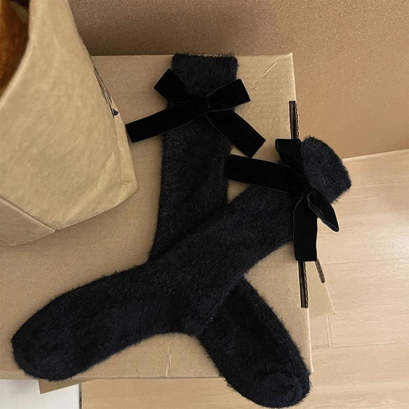 Cute Bowknot Socks for Women Middle Tube Sock Stylish Princess Dress Socks with Delicate Detail