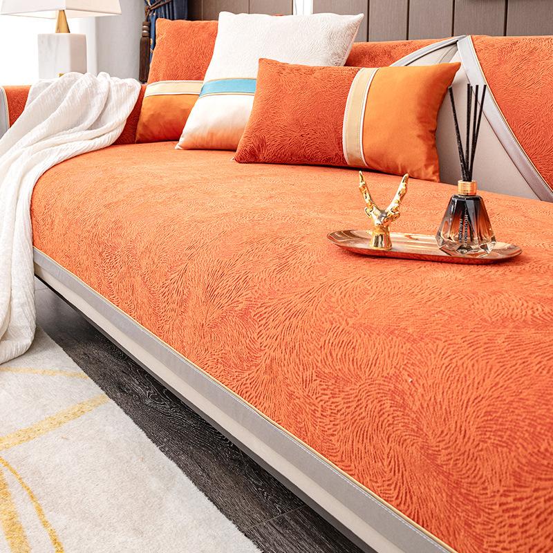 Nordic Light Luxury Sofa Cushion Four Seasons Universal Cover Cloth Cover Cover Solid Wood Leather Non-Slip Seat Cushions All-Inclusive Chenille