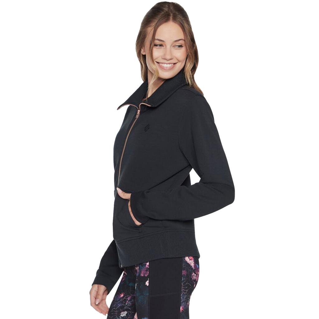 Skechers Hoodless Hoodie Skechcloud Jacket, Womens Black Sweatshirt