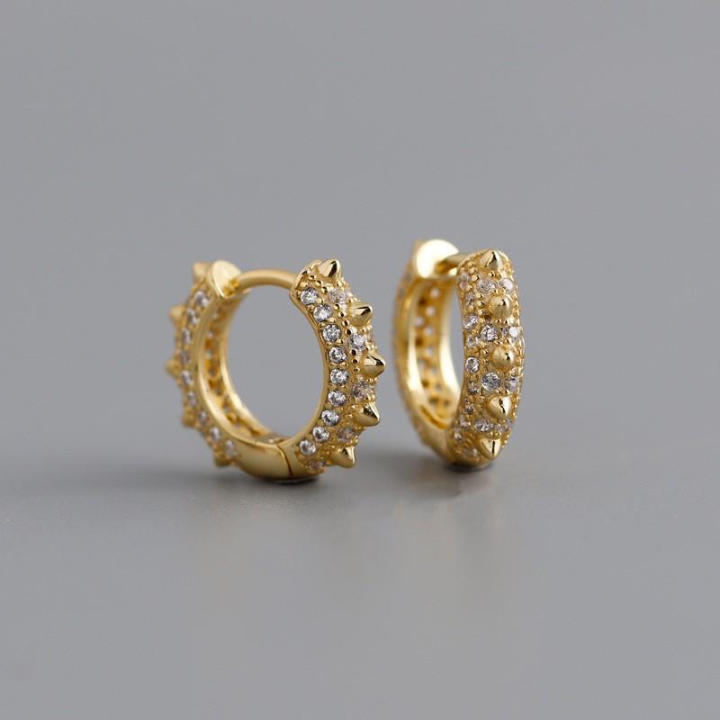 Sterling Punk Chic Circle Stud Earrings With Zirconia Women Fashion Jewelry 925 Sterling Silver