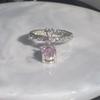 Sweet Pink Diamond Heart Adjustable Ring - Cool, Elegant, Inlaid Gems, High-End Design