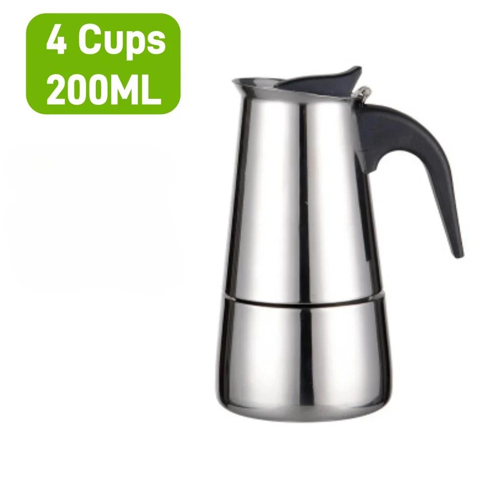 Koffiezetapparaat Moka Pot, 2/4/6 Kopjes Roestvrij Staal Café Percolator Maker, Italiaans koffiezetapparaat Geschikt voor Inductiekookplaten Koffieware
