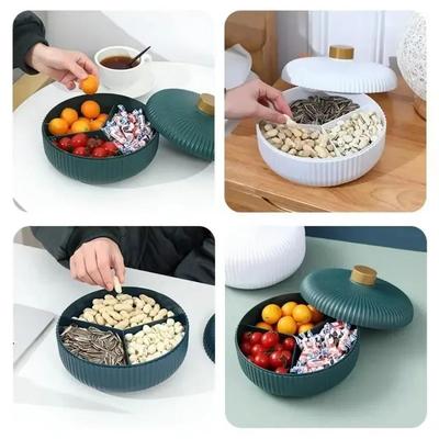 New 1 Pcs Large Capacity Serving Tray 3 Compartments Dried Fruits Snacks Storage Box Home Party Candy And Nut Home Supplies