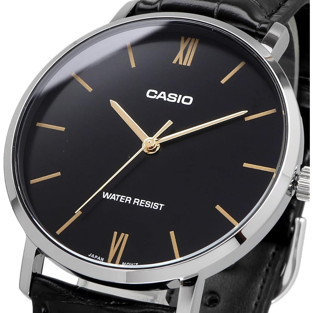 Casio CASIO Quartz Men's Watch MTP-VT01L-1B Black X Black Leather Band Overseas Model [Parallel...