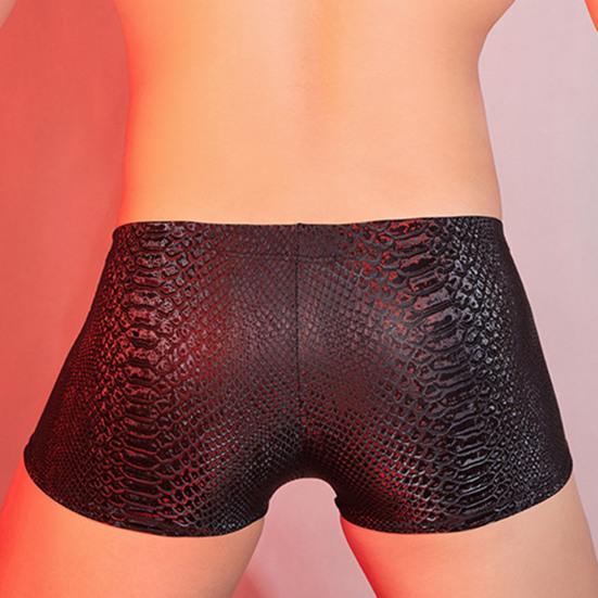 Männer Kunstleder Unterwäsche Mittelhohe 3D U-konvexe Schlange Leopardenmuster Shorts Höschen Dehnbare Skinny Shorts Slips