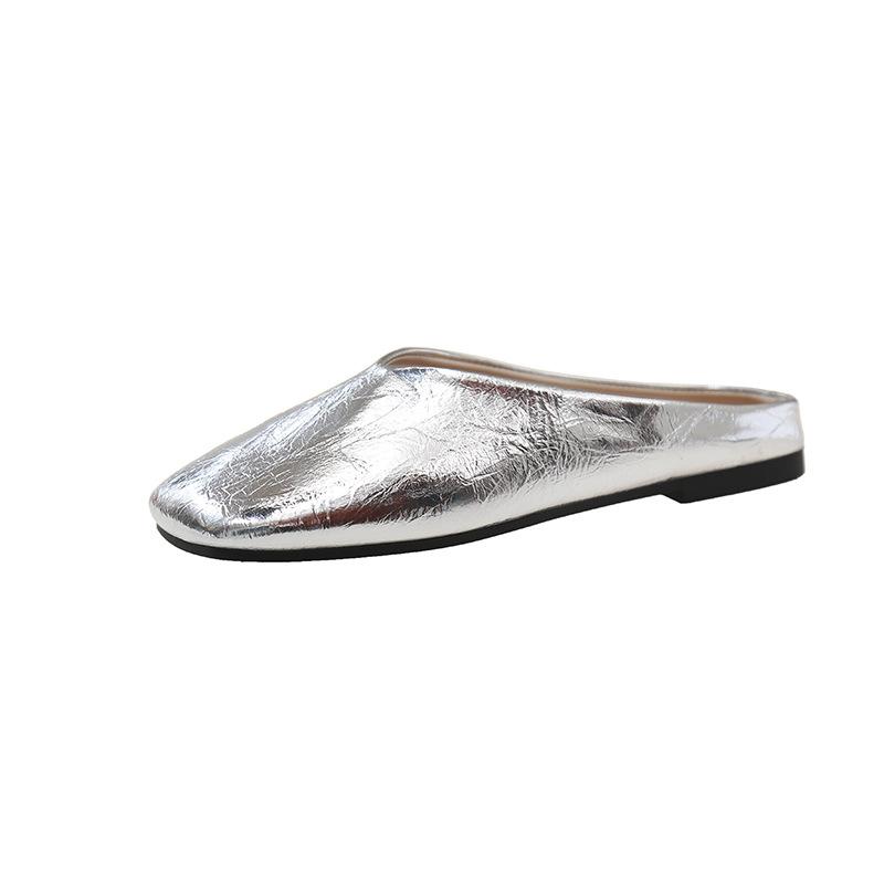 2025 New Korean Version of Gentle Fairy Soft Flat Bottom Casual One-pedal Muller Single Shoes Bag Head Half Slippers Women's Outer Wear