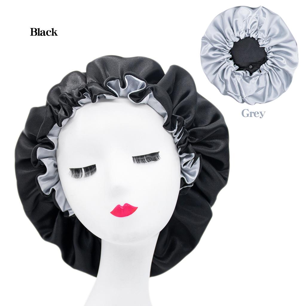 Shower Cap Ladies Fashion Simple Solid Color Elastic Hair Care Cap Button Elastic Wash Cap