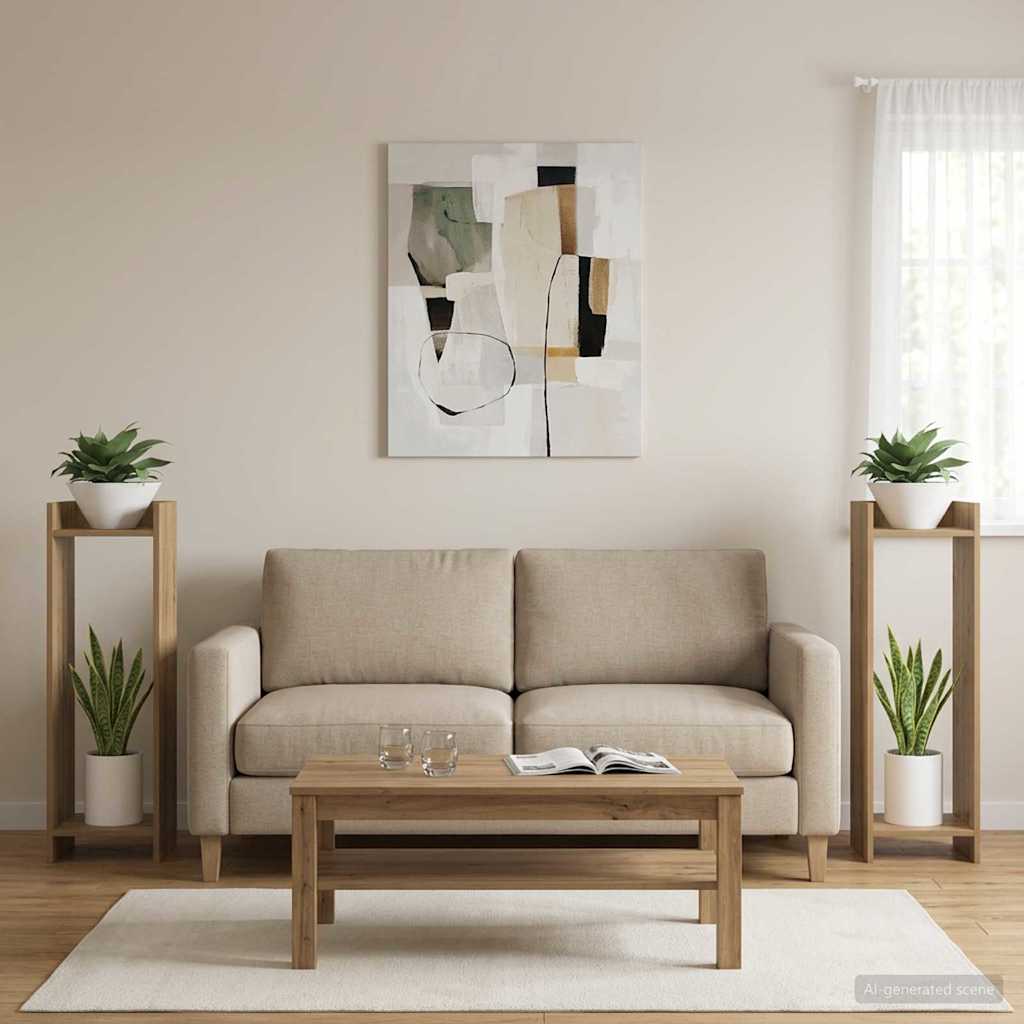Plant Stand with Shelf 2 pcs Artisan Oak 30 x 30 x 100 cm