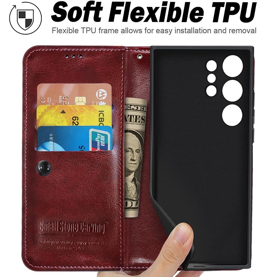 Custodia in Pelle per Samsung Galaxy S25 Ultra S25+ S24 FE S24Ultra S24+ S23 Plus Cover per Samsung S25Ultra Custodia per Telefono Porta Carte