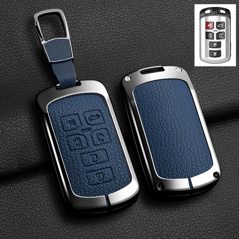 6 Button Car Key Case Cover Shell Holder For Toyota Sienna Se Tacom  -  Zinc Alloy Leather Protector Keychain Accessory