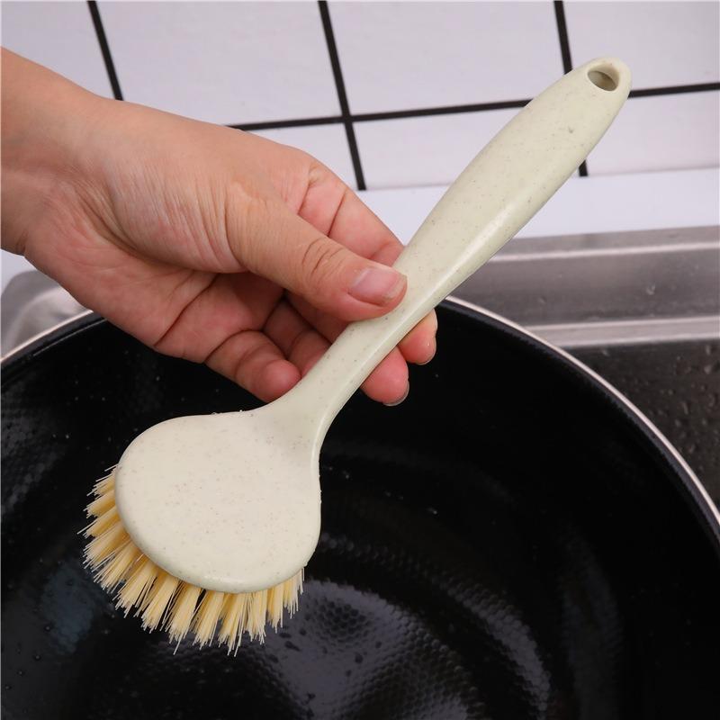 Kitchen Cleaning and Dishwashing Brush Can Be Hung Oil-free Long Handle Dishwashing Brush Stove Top Cleaning Brush Wheat Straw Pot Brush